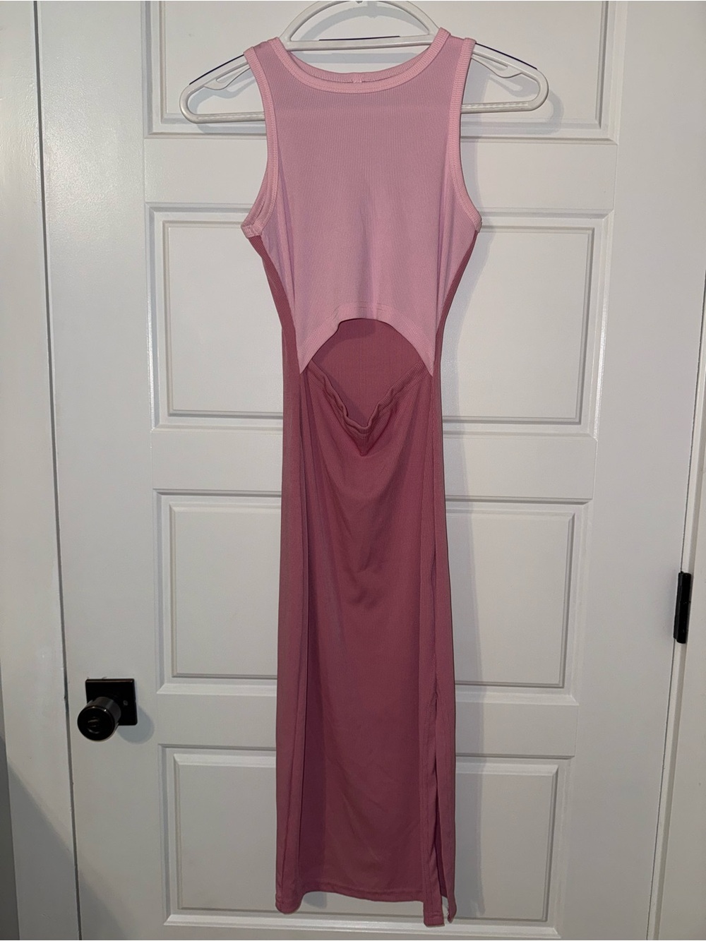 SHEIN Two-Tone Pink Cutout Maxi Dress